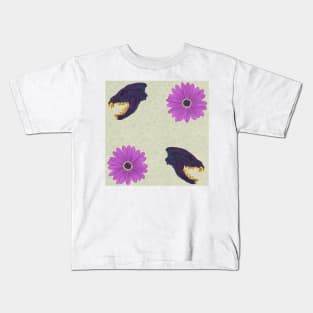 Oil Spill Hyena Skull Floral Cream Kids T-Shirt